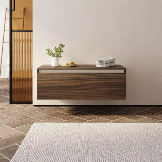 Cassettone bagno sospeso 80 cm in legno rovere deciso