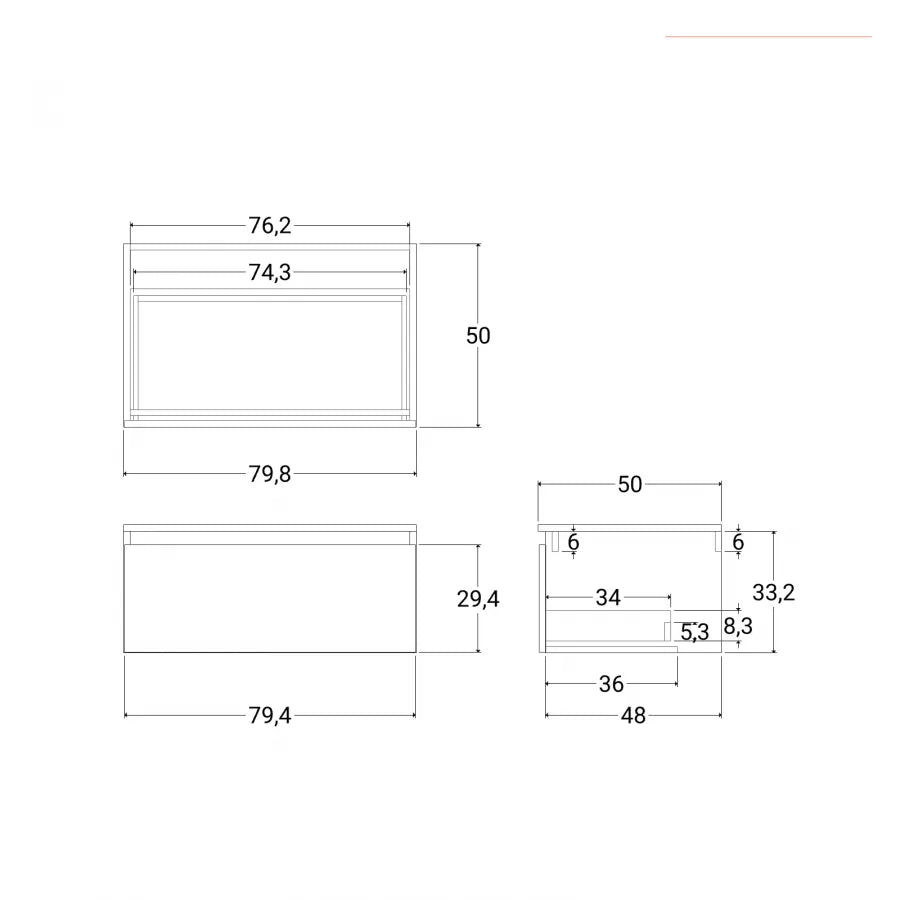 Porta oggetti bagno sospeso 25x7 h cm in legno rovere deciso