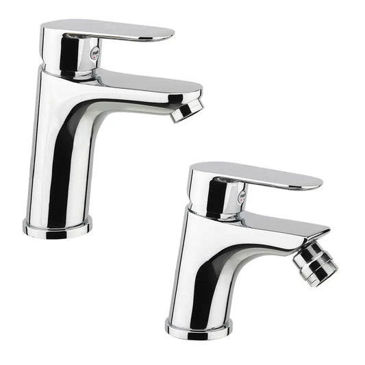 Set miscelatore lavabo e bidet senza scarico cromato kevon