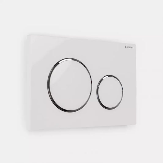 Geberit Sigma20 placca di comando doppio tasto bianco e cromo per incassi Sigma 8