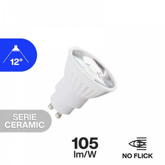 Lampada LED GU10 8W, angolo 12°, Ceramic, 105lm/W - No Flickering