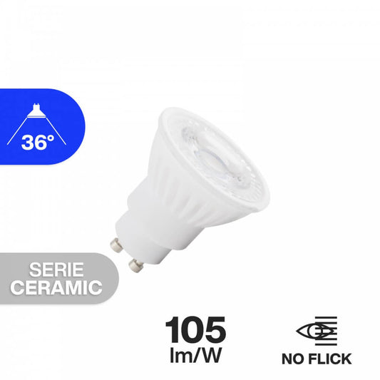 Lampada LED GU10 9W, angolo 36°, Ceramic, 105lm/W - No Flickering