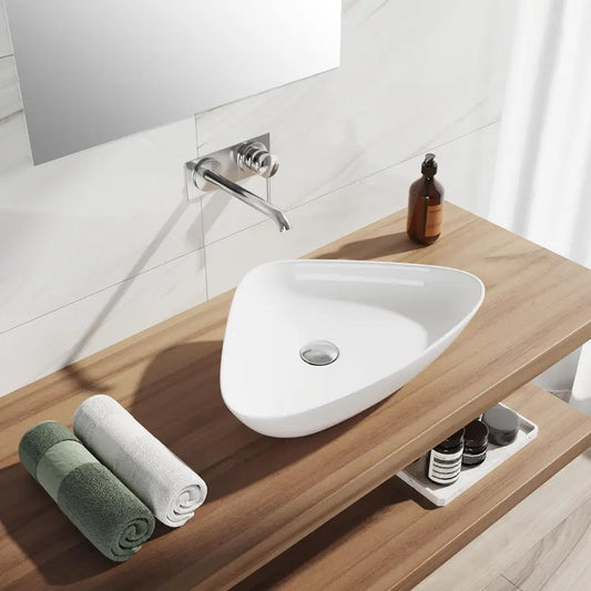 Lavabo bacinella da appoggio 59 x 39 cm in ceramica bianco lucido