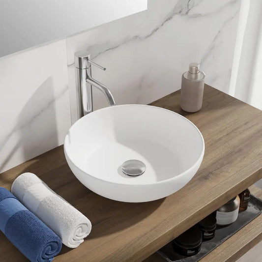 Lavabo d' appoggio 40 cm bianco opaco in ceramica ultraslim