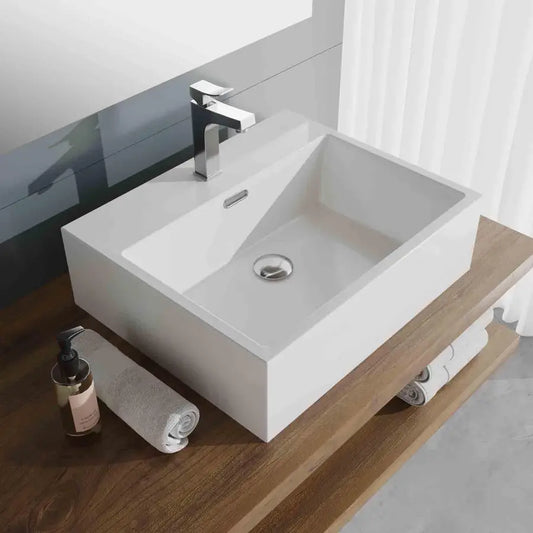 Lavabo da appoggio monoforo 50x42 cm in ceramica bianco