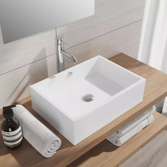 Lavabo d'appoggio rettangolare 51,5 x 36 cm ceramica bianco