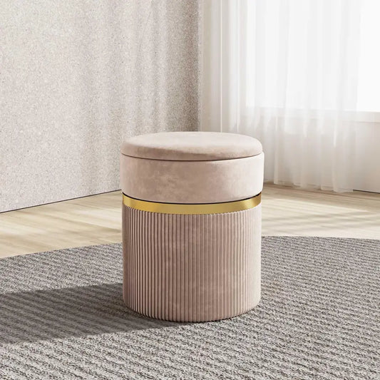 Pouf contenitore 35 cm in velluto crema