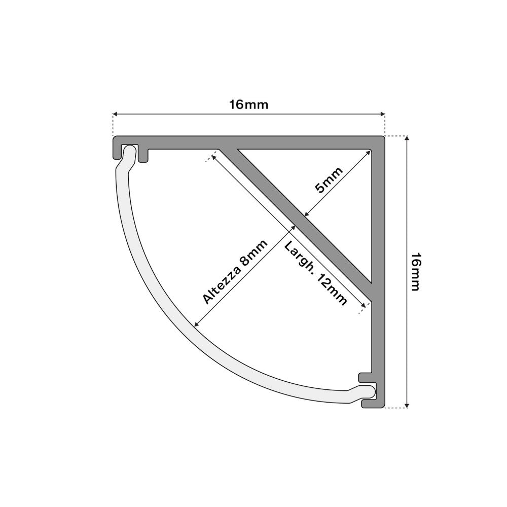 Profilo Angolare 1m e 2m (per striscia LED)