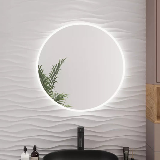 Specchio led Ø70 cm luce naturale e cornice satinata