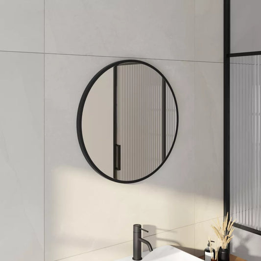 Specchio da bagno tondo Ø 60 cm con cornice nera