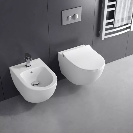 Coppia di sanitari sospesi con copri wc softclose - Jes