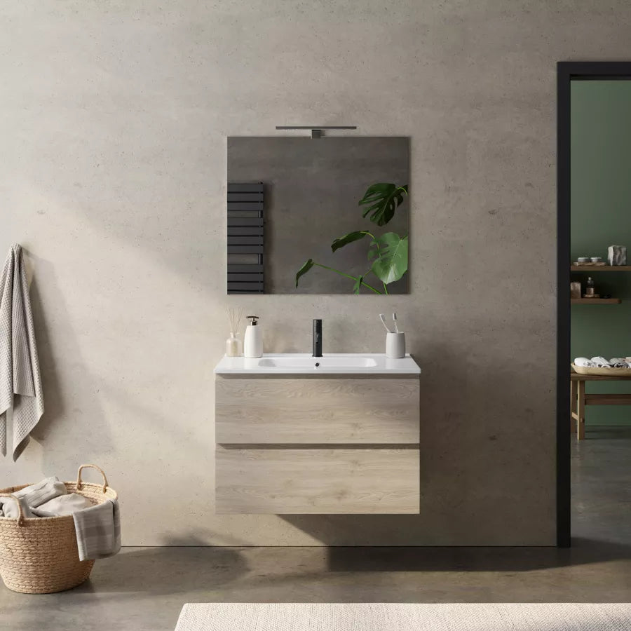 Cambridge mobile bagno a terra 80 cm fumè sabbiato con lavabo - Abitare