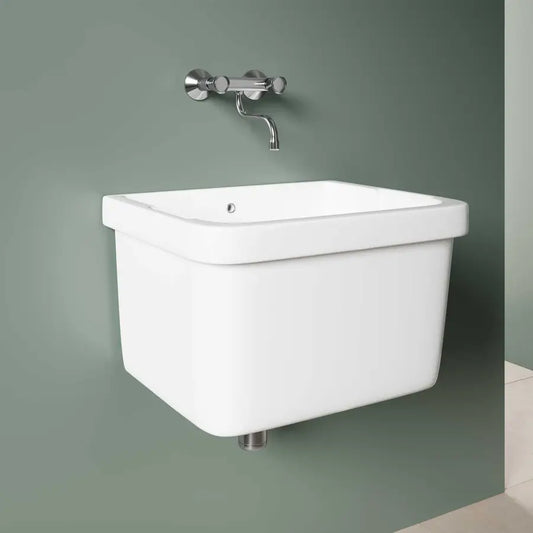 Pilozzo lavanderia 60x50 cm in ceramica bianco