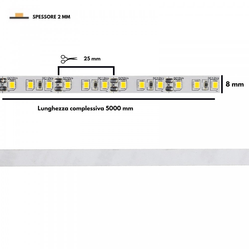 Striscia LED 2835/120 - IP20 - 15W/m - 5m - 12V