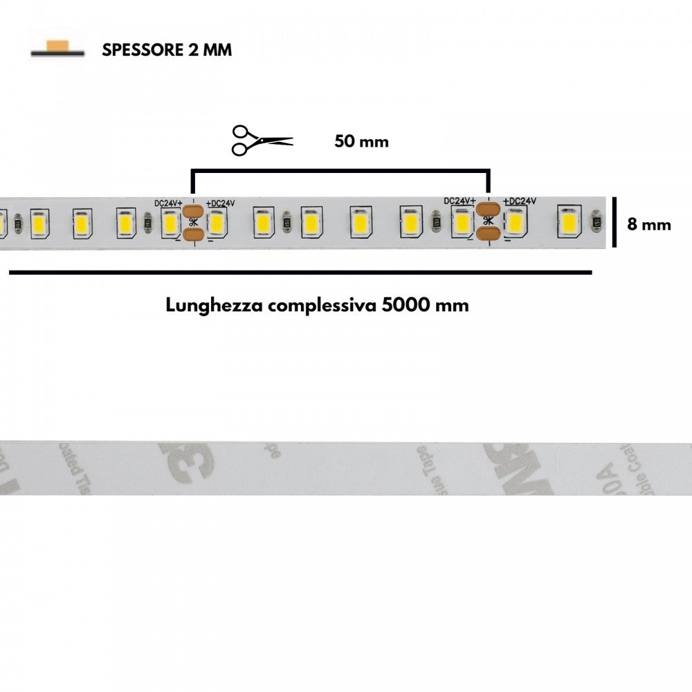 Striscia LED 2835/120 - IP20 - 15W/m - 5m - 24V