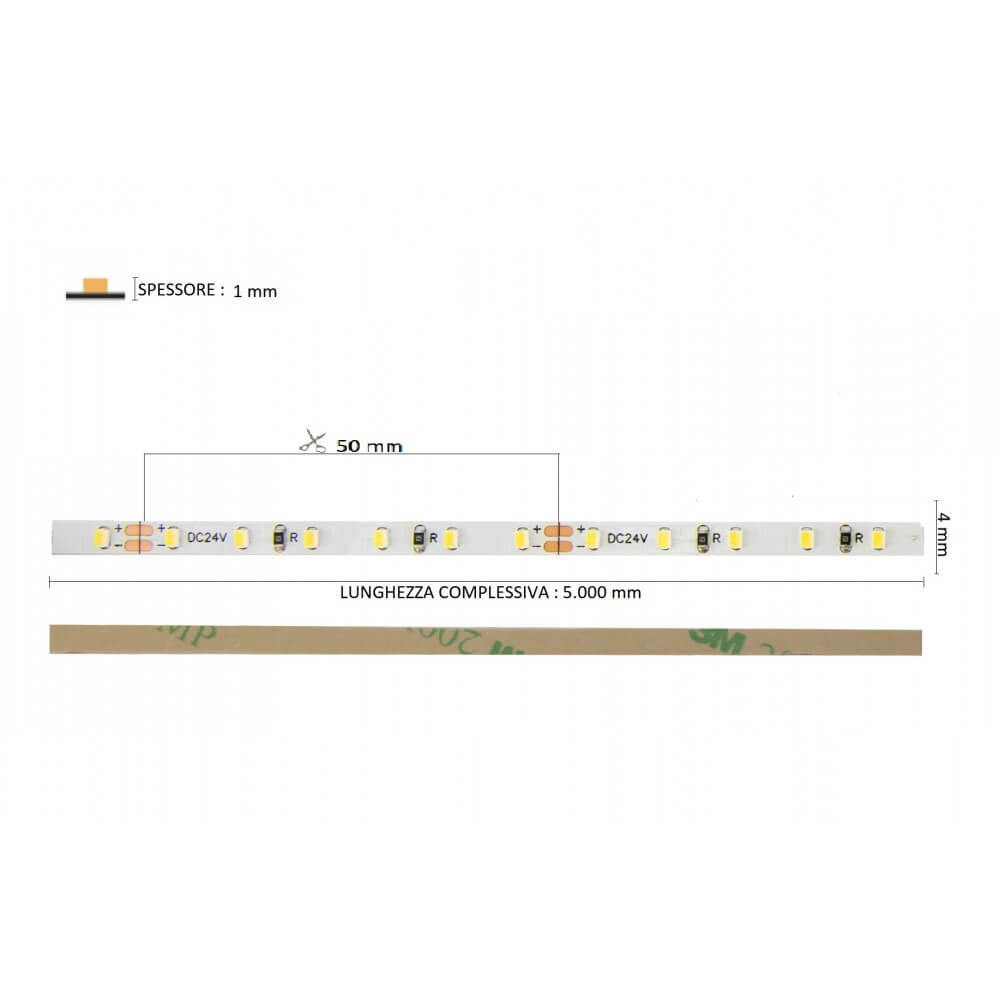 Striscia LED 4mm Professional 2216/120 - IP20 - 10W/m - 5m - 24V