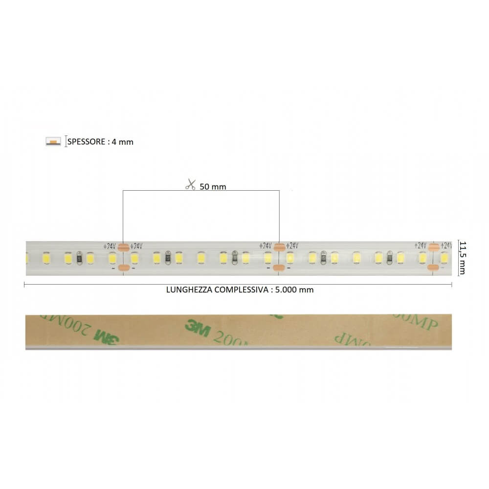 Striscia LED Professional 2835/140 - IP67 - 15W/m - 5m - 24V
